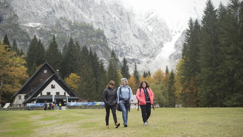 Obiskovalci planinske koče v Tamarju. FOTO: Jure Eržen/Delo