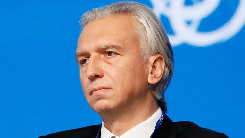 Fotografija: Predsednik Nogometne zveze Rusije in predsednik uprave naftnega podjetja Gazprom Neft Aleksandr Djukov. FOTO: Maksim Šemetov/Reuters