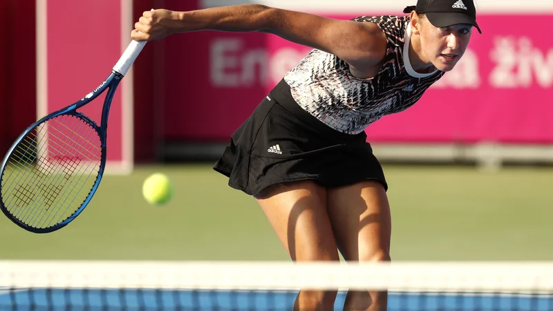 Fotografija: Po lanskem portoroškem polfinalu se je Kaja Juvan prvič doslej uvrstila v finale turnirja serije WTA 250. FOTO: Matej Družnik/Delo
