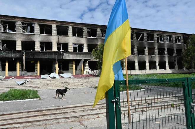 Na fotografiji uničena šola v vasi Vilkhivka, v bližini Harkova. FOTO: Sergey Bobok/Afp
