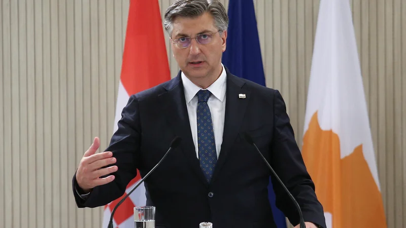 Fotografija: Hrvaški premier Andrej Plenković. FOTO: Yiannis Kourtoglou/Reuters