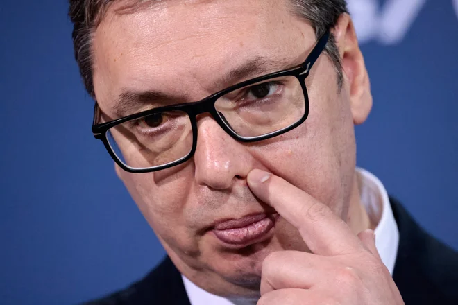 Srbski predsednik Aleksandar Vučić. FOTO: Hannibal Hanschke/Reuters

