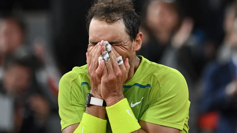 Fotografija: Rafael Nadal ni skrival veselja po zmagi nad Novakom Đokovićem. FOTO: Anne-Christine Poujoulat/AFP