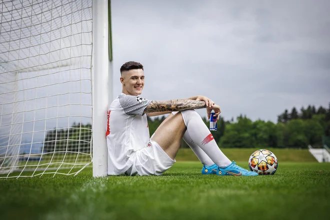 Najstniški napadalec Salzburga Benjamin Šeško je eden od adutov slovenskega selektorja Matjaža Keka. FOTO: Red Bull Salzburg
