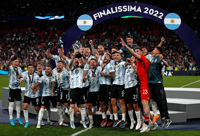 Veselje nogometašev Argentine. FOTO: Adrian Dennis/AFP
