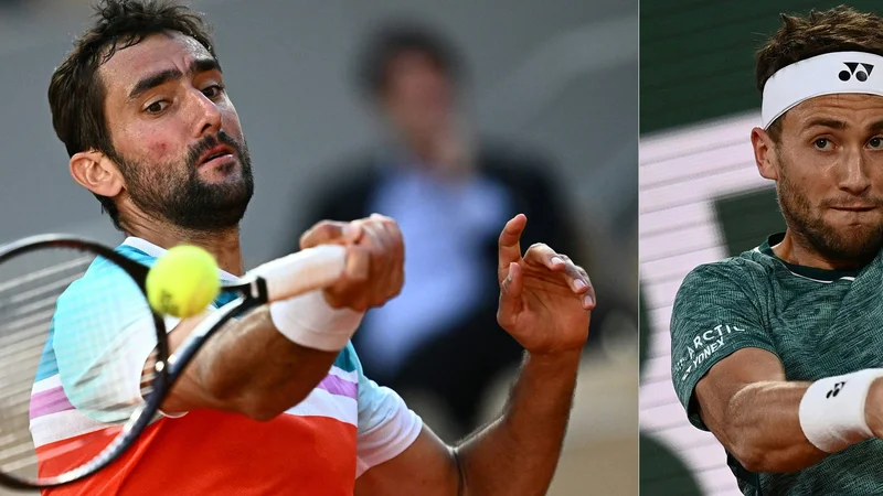 Fotografija: Marin Čilić je doslej izgubil oba dvoboja s Casperjem Ruudom, ampak njegova forma mu vliva upanje, da se bo tudi na Roland-Garrosu prebil v finale. Norvežan v karieri še ni dobil turnirja serije ATP, a bo v vlogi favorita. FOTO: Anne-Christine Poujoulat/AFP