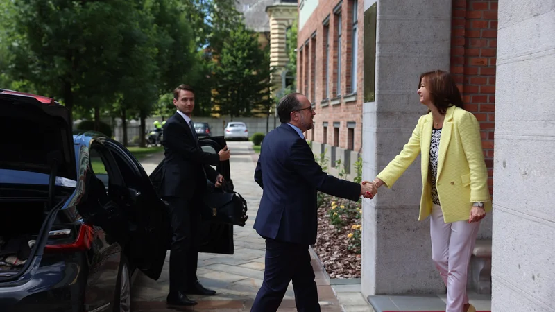 Fotografija: Vodjo avstrijske diplomacije Alexandra Schallenberga je v Ljubljani sprejela zunanja ministrica Tanja Fajon. FOTO: Črt Piksi/Delo