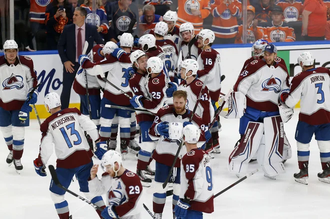 Colorado je brez poraza odpravil Edmonton v finalu zahodne konference in se je v finale NHL uvrstil prvič po letu 2002. FOTO: Codie McLachlan/AFP
