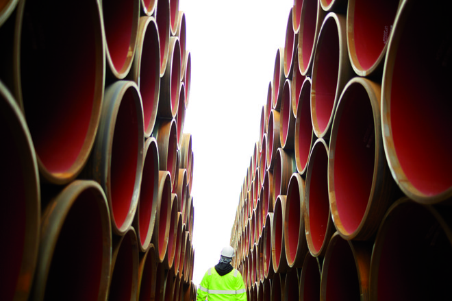 V časih vlad Merklove je bil zgrajen sporen plinovod Severni tok 2, po katerem naj bi tekel ruski plin neposredno v Nemčijo FOTO: Nord Stream 2/Axel Schmidt
