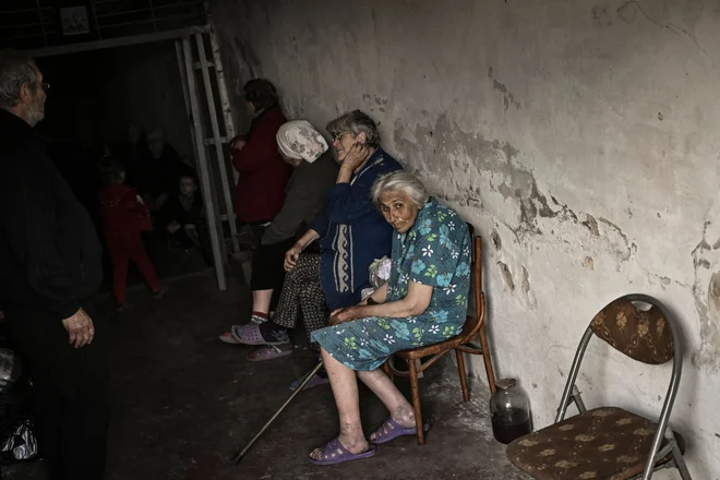 Zaklonišče v Lisičansku v regiji Donbas.Foto Aris Messinis/AFP

