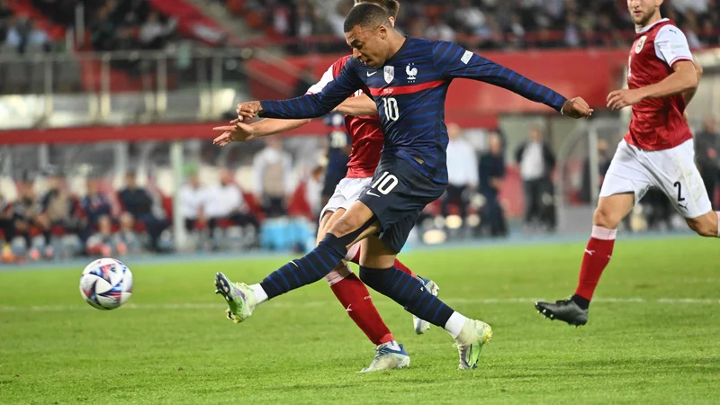 Fotografija: Kylian Mbappe je zagotovil Franciji točko na Dunaju. FOTO: Joe Klamar/AFP