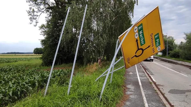 Fotografija: V bližini letališča E. Rusjana Maribor je pihal viharni veter. FOTO: Matej Štegar/Twitter Neurje.si