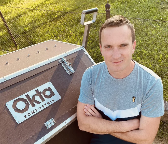 Luka Avberšek: &raquo;Biološka gnojila so draga, Okta kompostnik pa izdela gnojilo, ki je najbolj ekološko in najbolj kakovostno.&laquo; FOTO: osebni arhiv
