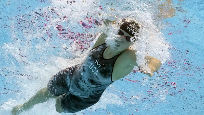 Fotografija: Katie Ledecky še naprej zbira zlata odličja, tako je tudi na SP v Budimpešti. FOTO: Francois-Xavier Marit/AFP
