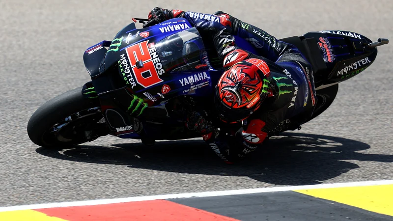 Fotografija: Fabio Quartararo med dirko na Sachsenringu. FOTO: Lisi Niesner/Reuters