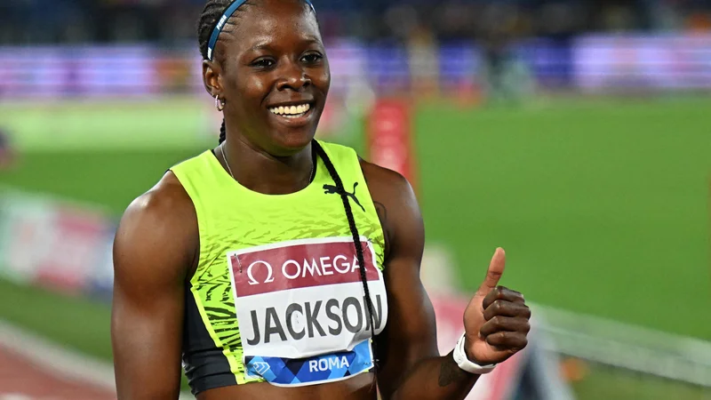 Fotografija: Shericka Jackson, na fotografiji z diamantne lige v Rimu, je zablestela na zadnji dan državnega prvenstva v Kingstonu. FOTO: Alberto Pizzoli/AFP
