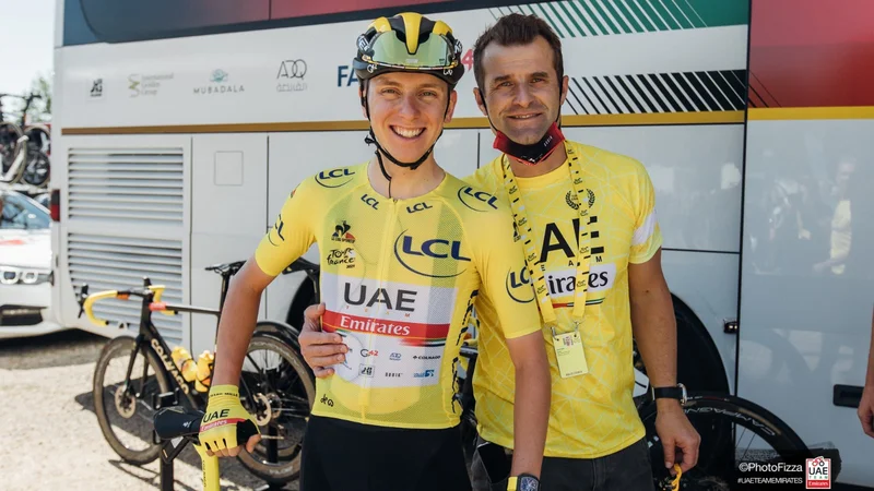 Fotografija: Tadej Pogačar in Andrej Hauptman sta skupaj proslavila že dve zmagi na Touru. FOTO: Fizza/UAE Emirates