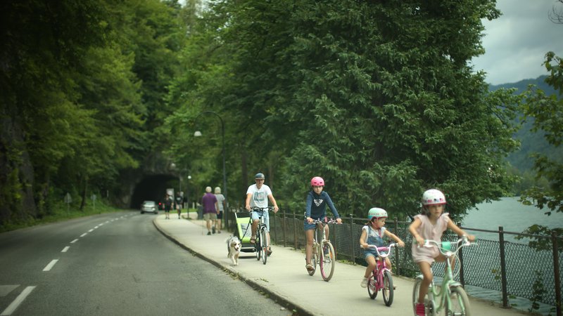 Fotografija: Bled je priljubljen med kolesarji. FOTO: Jure Eržen/Delo
