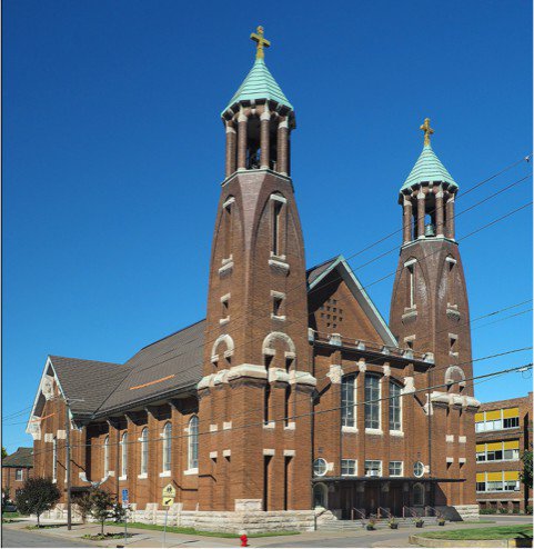 Cerkve z njegovim podpisom so imele sodobno konstrukcijsko zasnovo s kovinskimi prefabrikati, zunanja podoba pa je bila zaradi konservativnosti okolja neoklasicistična ali secesijska. Na fotografiji je cerkev sv. Bernarda v St. Paulu, 1904–1906.
