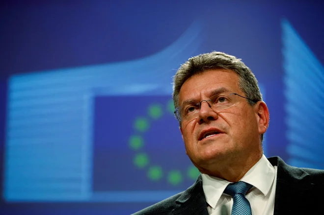 Trajnostnost mora biti v središču digitalne preobrazbe, pravi Maroš Šefčovič. FOTO: Johanna Geron/Reuters
