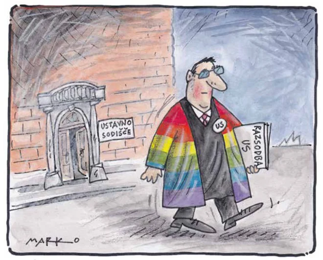 V Evropi je zakonsko zvezo istospolnih parov že omogočilo 17 držav, ki so v celoti izenačile pravice istospolnih parov s heterospolnimi pari. KARIKATURA: Marko Kočevar