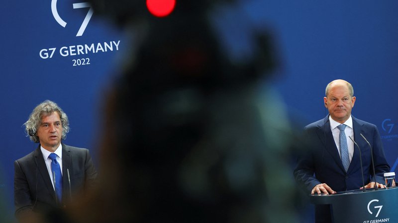 Fotografija: Veseli me, da imamo partnerja, ki aktivno deli in brani evropske vrednote. To je stavek, ki ga v času vlade Janeza Janše predvsem bivša kanclerka Angela Merkel in njen naslednik Olaf Scholz nista mogla izreči. FOTO: Fabrizio Bensch/Reuters
