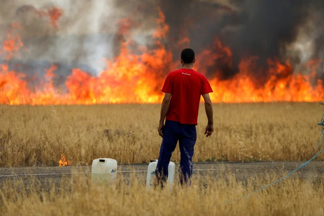 V provicni Zamora domačini že drugič v enem mesecu nemočno opazujejo, kako plameni goltajo vse, kar jim stoji na poti. FOTO: Isabel Infantes/Reuters
