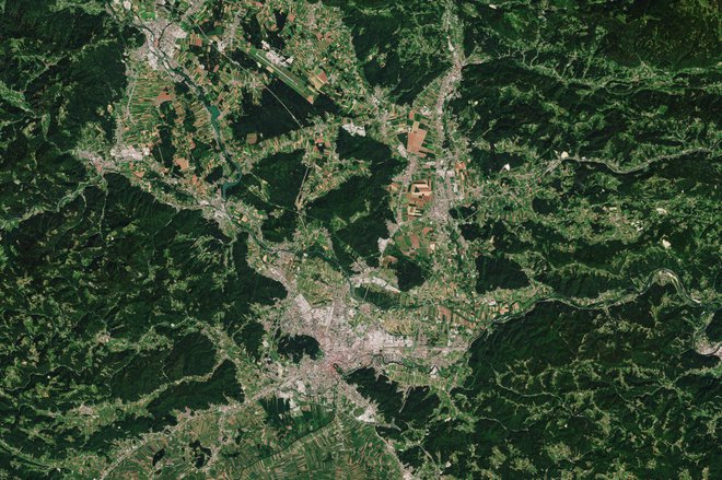 Satelitski posnetek Ljubljane. FOTO: Sentinel/Esa
