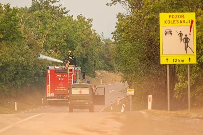 Požar na Krasu. FOTO: Črt Piksi/Delo
