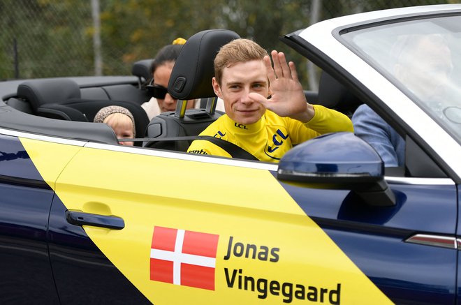 Jonas Vingegaard je ostal brez besed. FOTO: Thomas Sjoerup/AFP
