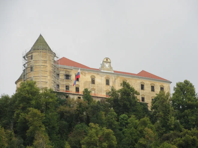 Grad Podčetrtek stoji na vzpetini, od koder je izjemen razgled na Obsotelje. Občina ga je kupila pred dvema letoma in rešila pred propadom. FOTO: Špela Kuralt/Delo
