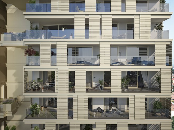 Vsako stanovanje, tudi najmanjše, bo imelo prostorno teraso. FOTO: Arhiv Bellevue Livinga, fotografije z renderiranim končnim videzom objekta
