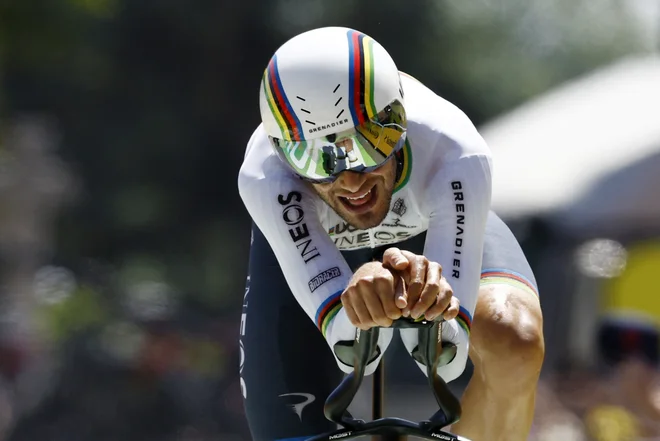 Filippo Ganna je eden najboljših kronometristov. FOTO: Gonzalo Fuentes/Reuters