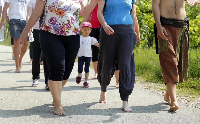 Pohod bosi po Brdih. FOTO: Aleš Černivec/Delo&nbsp;
