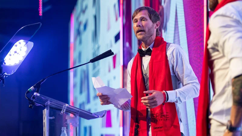 Fotografija: Rasmus Kofoed na letošnji razglasitvi v Londonu. FOTO: Worlds50best