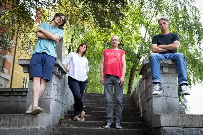 Kazimir Kolar, Manka Kremenšek Križman, Tomaž Kosmač in Franci Novak. FOTO:&nbsp;Arhiv Založbe
