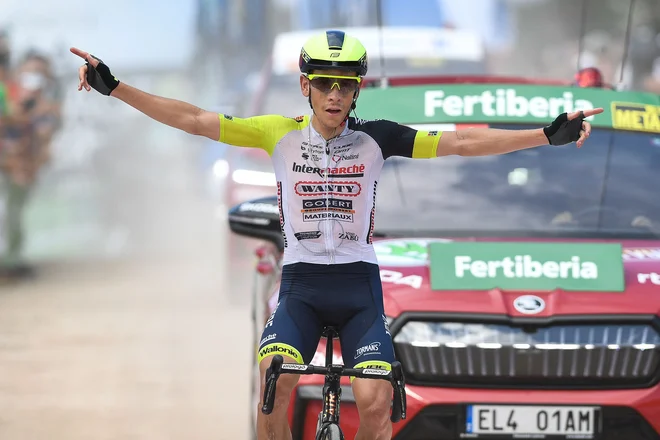Južnoafričan Louis Meintjies je zmagovalec 9. etape. FOTO: Ander Gillenea Afp
