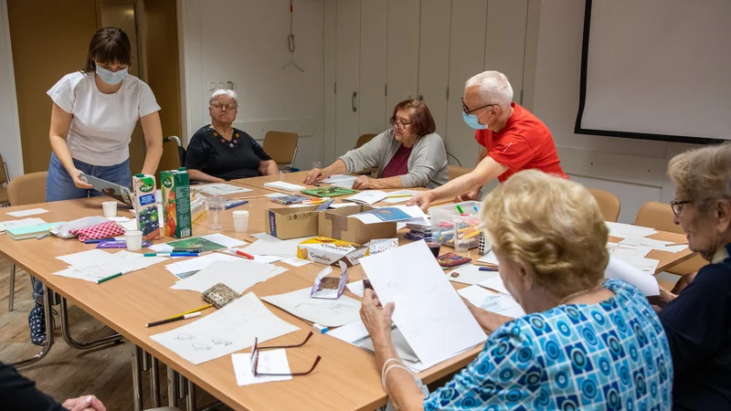 Čeprav sodelujoče stanovalke sprva niso verjele, da znajo narisati ptico, so jih na koncu naslikale vse. FOTO: Voranc Vogel/Delo