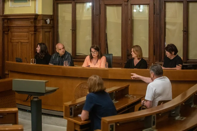 Pred začetkom novega šolskega leta so v mestni hiši predstavili podrobnosti o vpisu, investicijah v vrtcih in osnovnih šolah ter o preventivnih dejavnostih najmlajših udeležencev v prometu.Foto: Voranc Vogel/Delo
