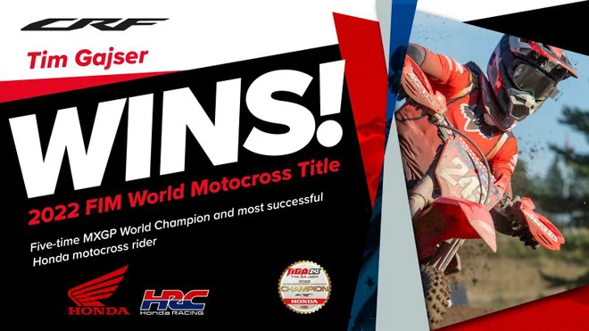 Tim Gajser na zadnji dirki sezone svetovnega prvenstva v razredu MXGP v Afyonkarahisarju v Turčiji sicer ni zmagal posamične vožnje, a je v skupnem seštevku prišel do desete zmage v sezoni. FOTO: Homdfa
