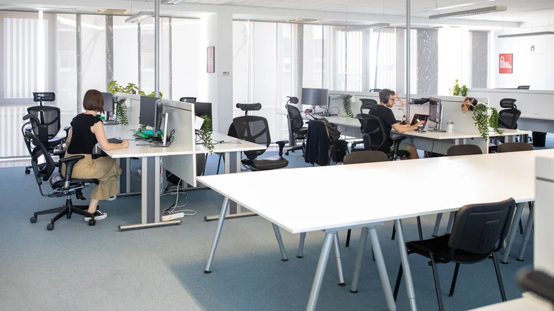 Fotografija: V podjetju Agiledrop že kar nekaj časa izvajajo brezplačna izobraževanja za zunanje interesente, ki potrebujejo le določena predznanja; na to so ponosni tudi njihovi zaposleni, ki tudi vodijo te delavnice. FOTO: Voranc Vogel/Delo