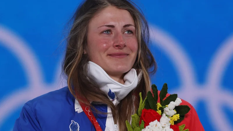 Pred Justine Braisaz-Bouchet je nekoliko drugačno leto. FOTO: Lindsey Wasson/Reuters
