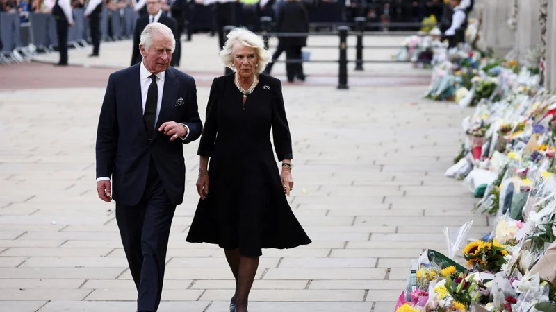 Kralja je ob prihodu v London, kamor se je v spremstvu kraljice soproge Camille iz škotskega posestva Balmoral, pričakalo več tisoč podanikov. FOTO: Henry Nicholls Reuters
