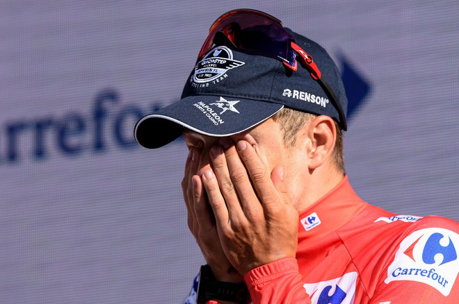 Remco je zajokal v cilju predzadnje etapel. FOTO: Oscar Del Pozo Canas Afp

