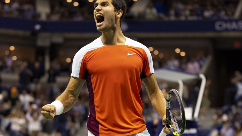 Fotografija: Carlos Alcaraz je spet užival v tenisu. Foto Al Bello/AFP
