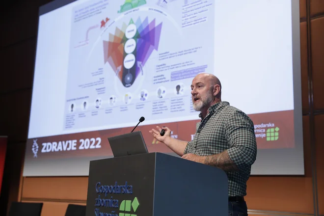 Osrednji govornik na Delovi konferenci Zdravje je bil Mark Boyd, glavni sodelavec za oblikovanje politik, Open Data Institute (ODI) - Inštitut za odprte podatke. FOTO: Leon Vidic/Delo
