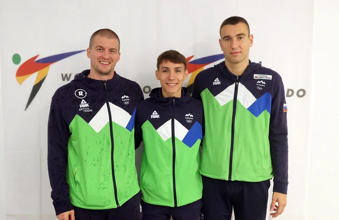 Ivan Trajković, Domen Molj in Patrik Divković (na fotografiji z leve) bodo naša najbolj vroča železa v Tivoliju. FOTO: Blaž Samec/Delo

