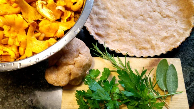 Poletov recept: Pita iz lisičk. FOTO: Tanja Drinovec/Delo
