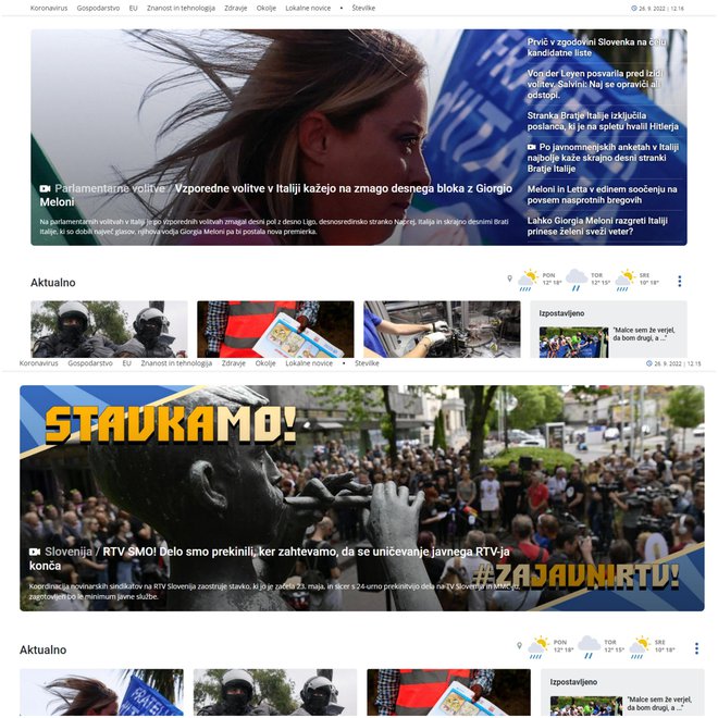 Današnja naslovnica spletnega portala MMC. FOTO: Zajem zaslona
