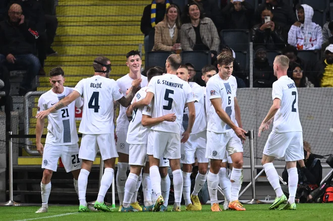Slovenska nogometna reprezentanca je povprečno začela ligo narodov, končala pa z obstankom v skupini B in optimizmom za prihodnost. FOTO: Jonathan Nackstrand/AFP
